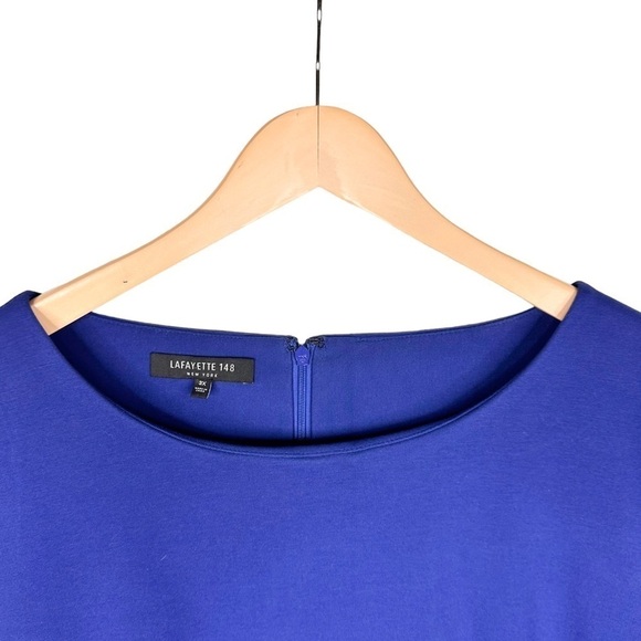 Lafayette 148 New York cobalt blue dress stretch short sleeves plus 22 - Picture 2 of 16